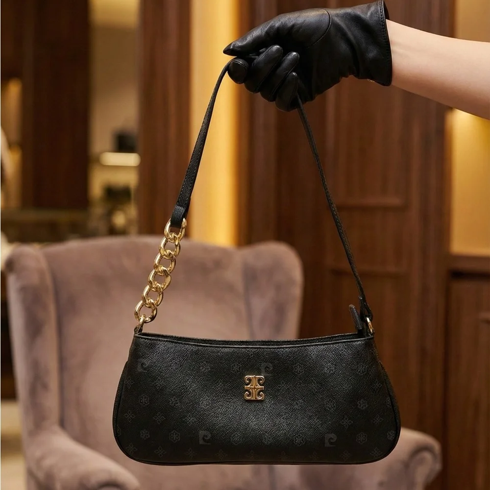 European/ Pierre Cardin Black Baguette Gold Chain Shoulder Hand Bag OFFERS ❤️ - Picture 1 of 6